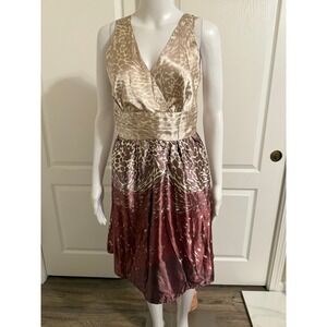 Romy Women Leopard Print V Neck Wrap Waist Midi Dress Size M